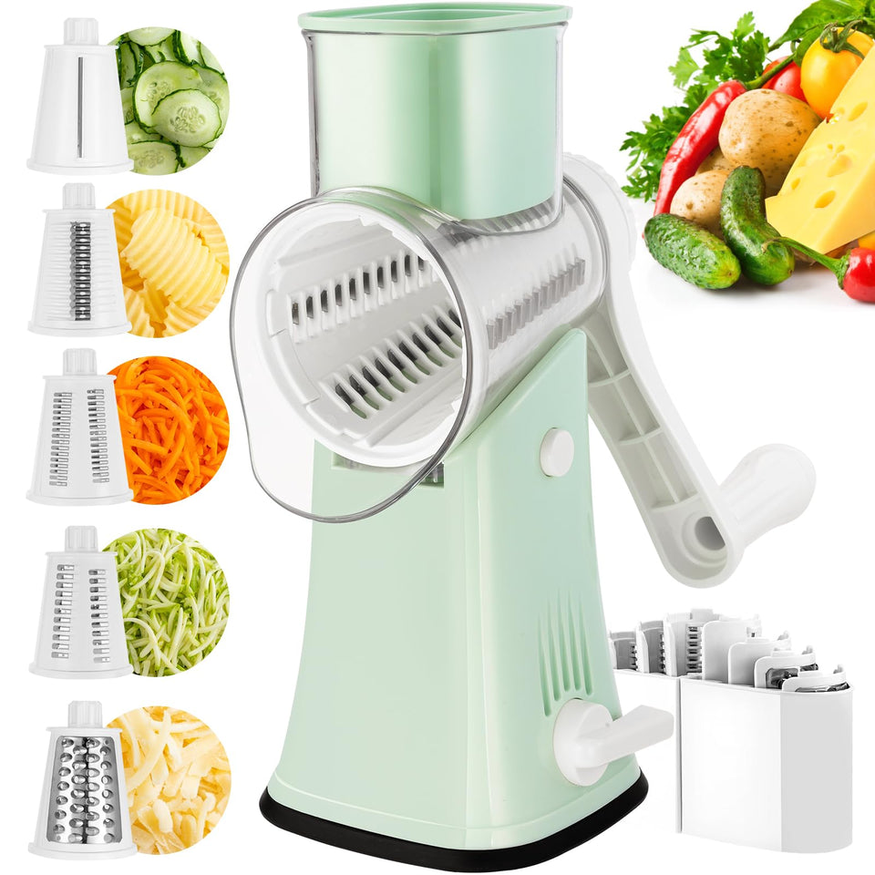 VEKAYA rotary cheese grater with handle for smooth shredding and effortless prep.