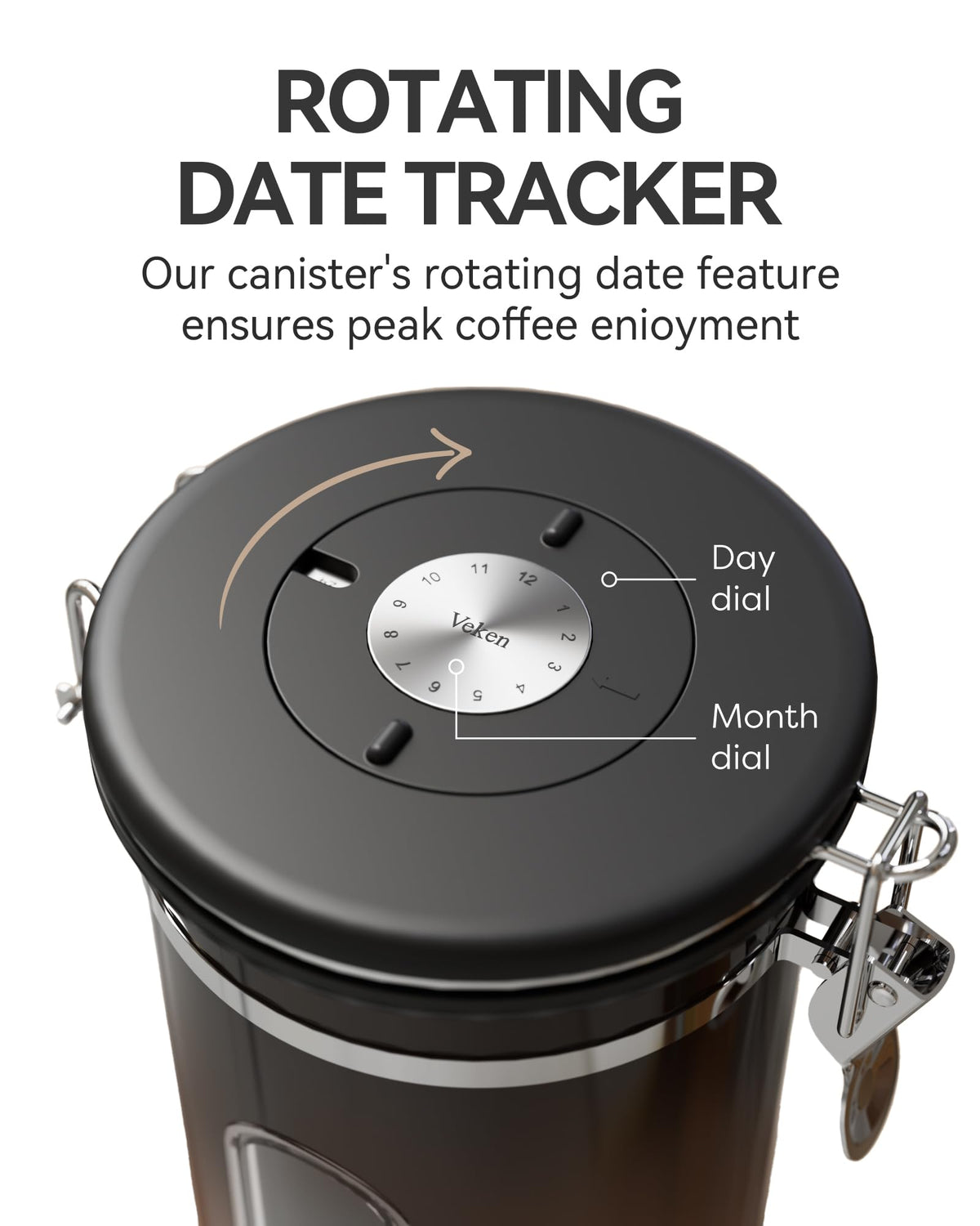 Veken canister made from 304 stainless steel for durable storage.