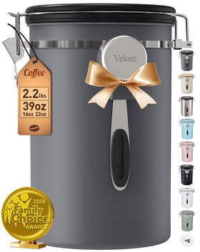 Veken 39oz coffee canister with airtight seal preserves aroma