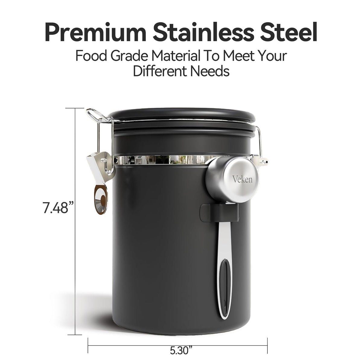 Veken airtight 22oz canister preserves aroma with a secure seal