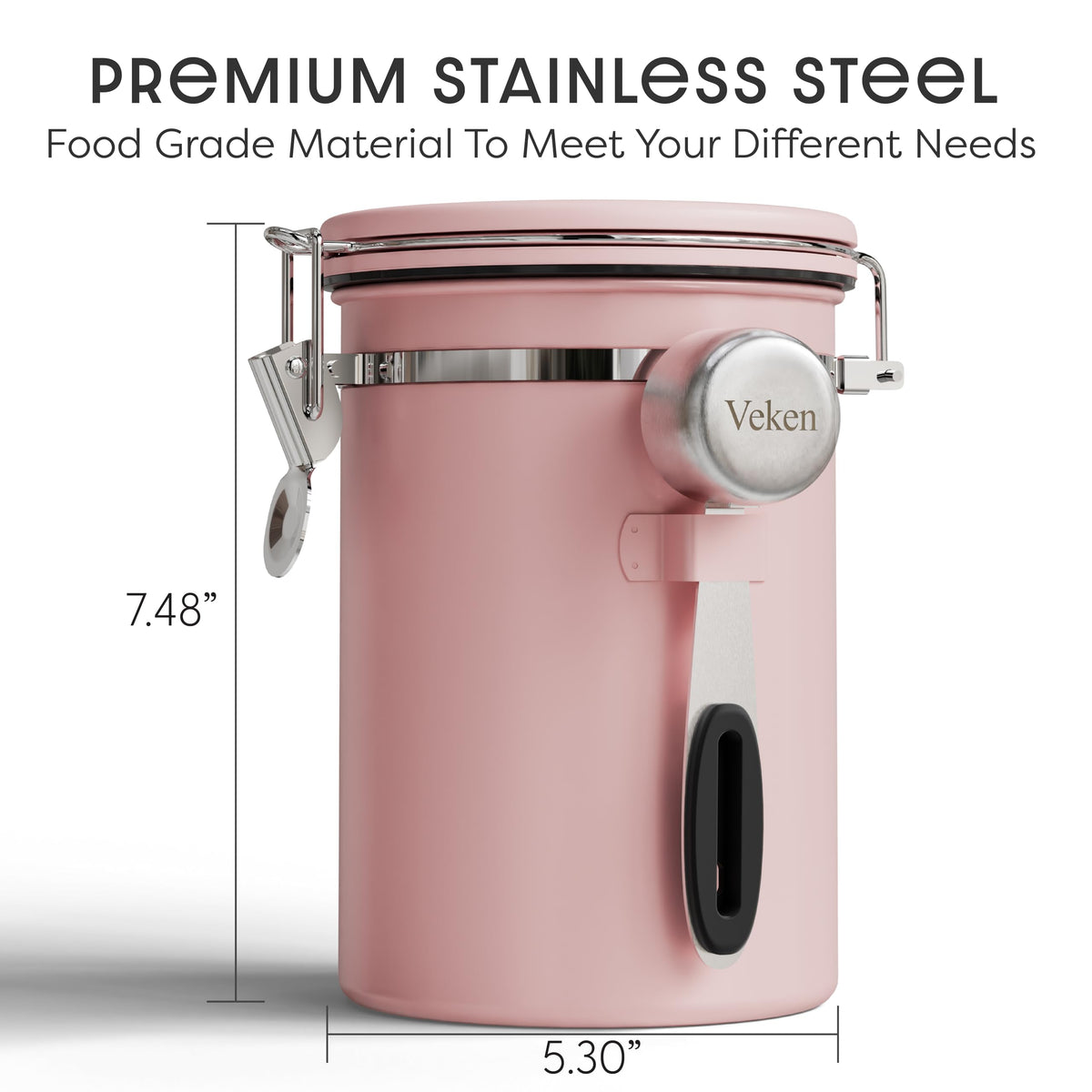 Veken canister CO2 valve ensures airtight storage for longer flavor.