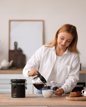 Compact 16oz capacity suitable for coffee, tea, or sugar storage.