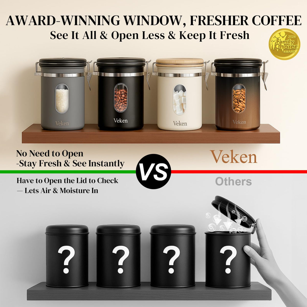 Veken canister date-tracker lid helps you monitor coffee freshness.