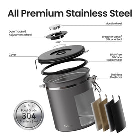 Veken includes free scoop for quick, mess-free coffee measuring.