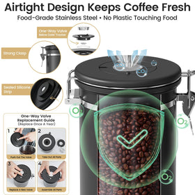 Veken free stainless steel scoop attaches to the canister