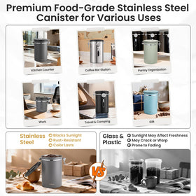 Elegant gray finish complements any pantry or countertop