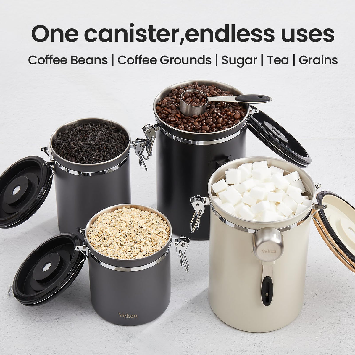 Veken canister doubles as a versatile kitchen bar accessory