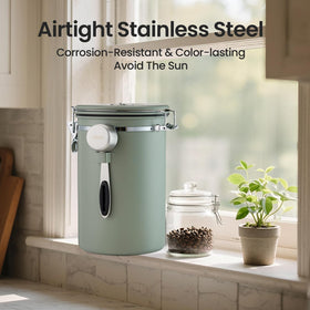 Veken canister stores beans, sugar, tea, and more for versatile use.