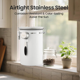 Versatile storage for coffee, sugar, tea, flour, and cereals.