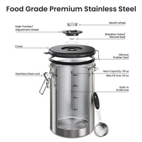 Veken canister supports storage for multiple dry goods and staples