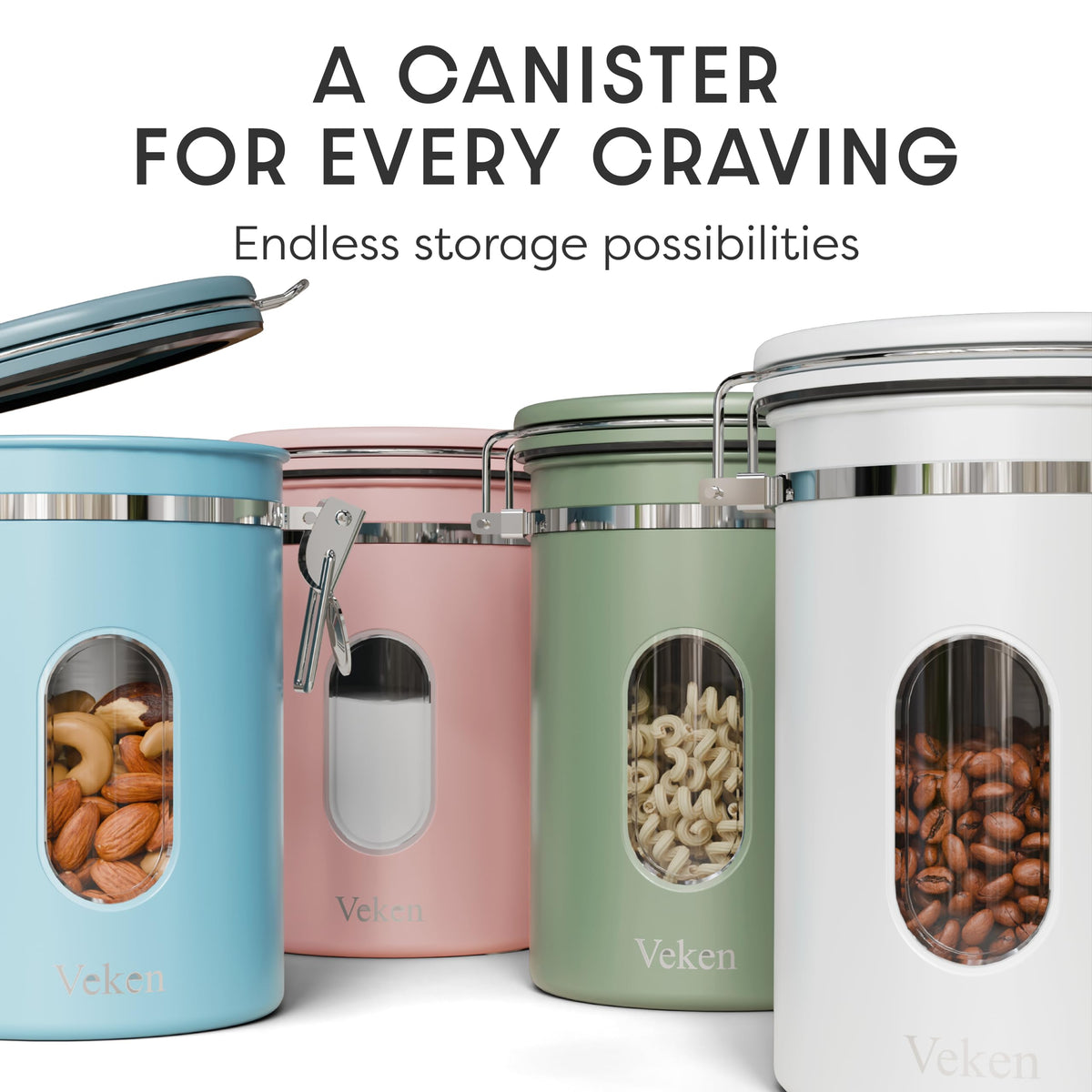 Veken pink finish adds stylish, space-saving storage to the kitchen.