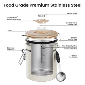 Veken canister scale line aids quick remaining-quantity checks.