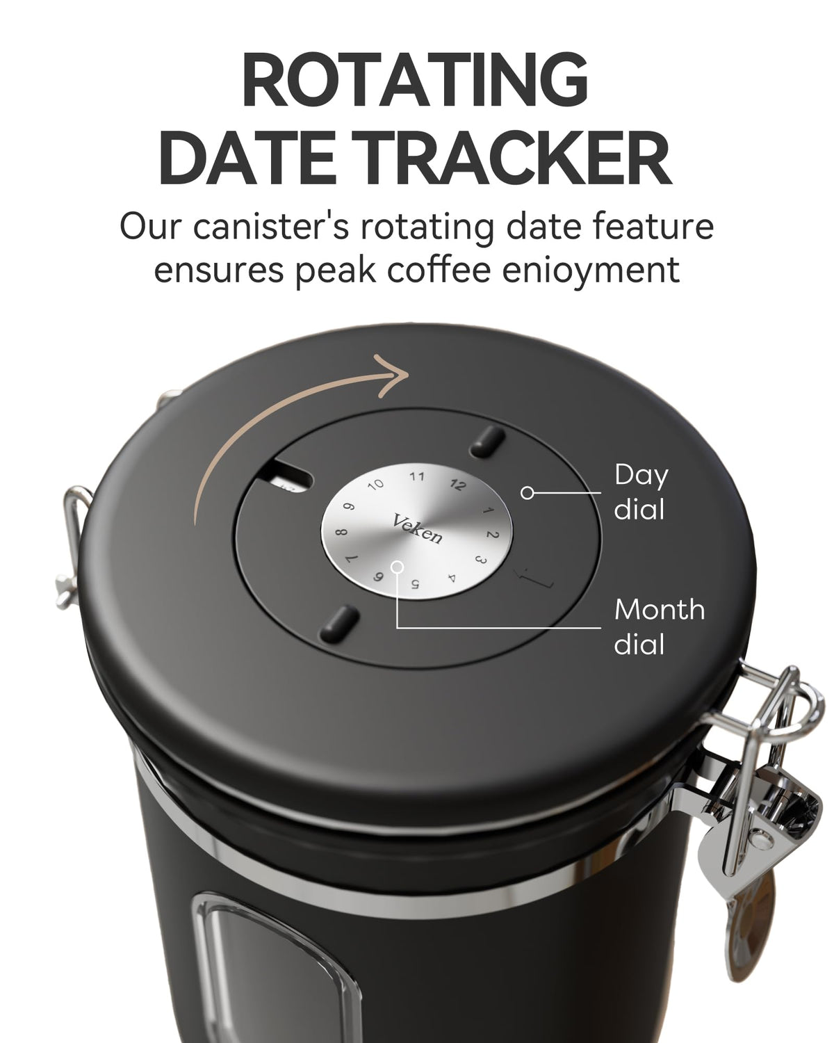 Free stainless steel scoop hooks onto the canister for easy scooping.