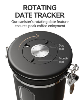 Free stainless steel scoop hooks onto the canister for easy scooping.