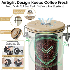 Veken coffee canister scoop attached for precise dosing
