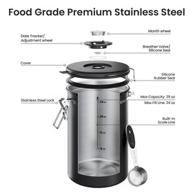 Veken durable stainless steel body for long-lasting storage