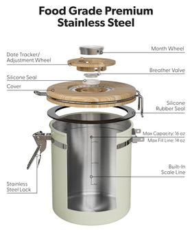 Durable 304 stainless steel body of Veken canister