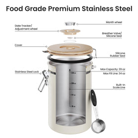 Veken stainless steel scoop included for easy measuring
