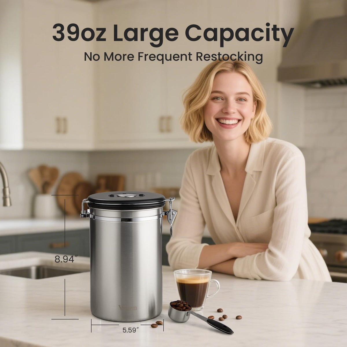 Veken sunlight-block canister protects aroma and flavor