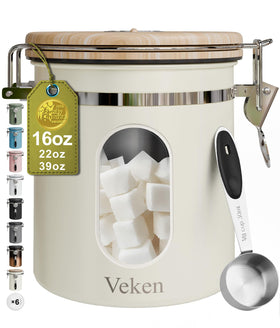 Veken coffee canister with window and valve preserves freshness