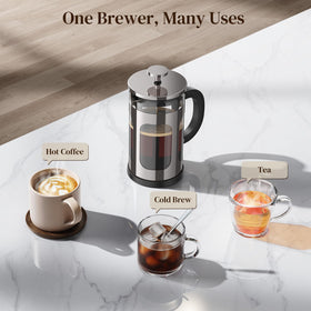 Veken French Press 21oz heat‑resistant glass withstands temperature shifts