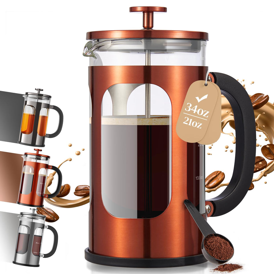 Veken French Press copper carafe ready for large-batch coffee