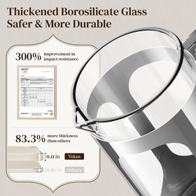 Veken French press heat-resistant glass illustrates thermal tolerance for hot coffee and cold brew.