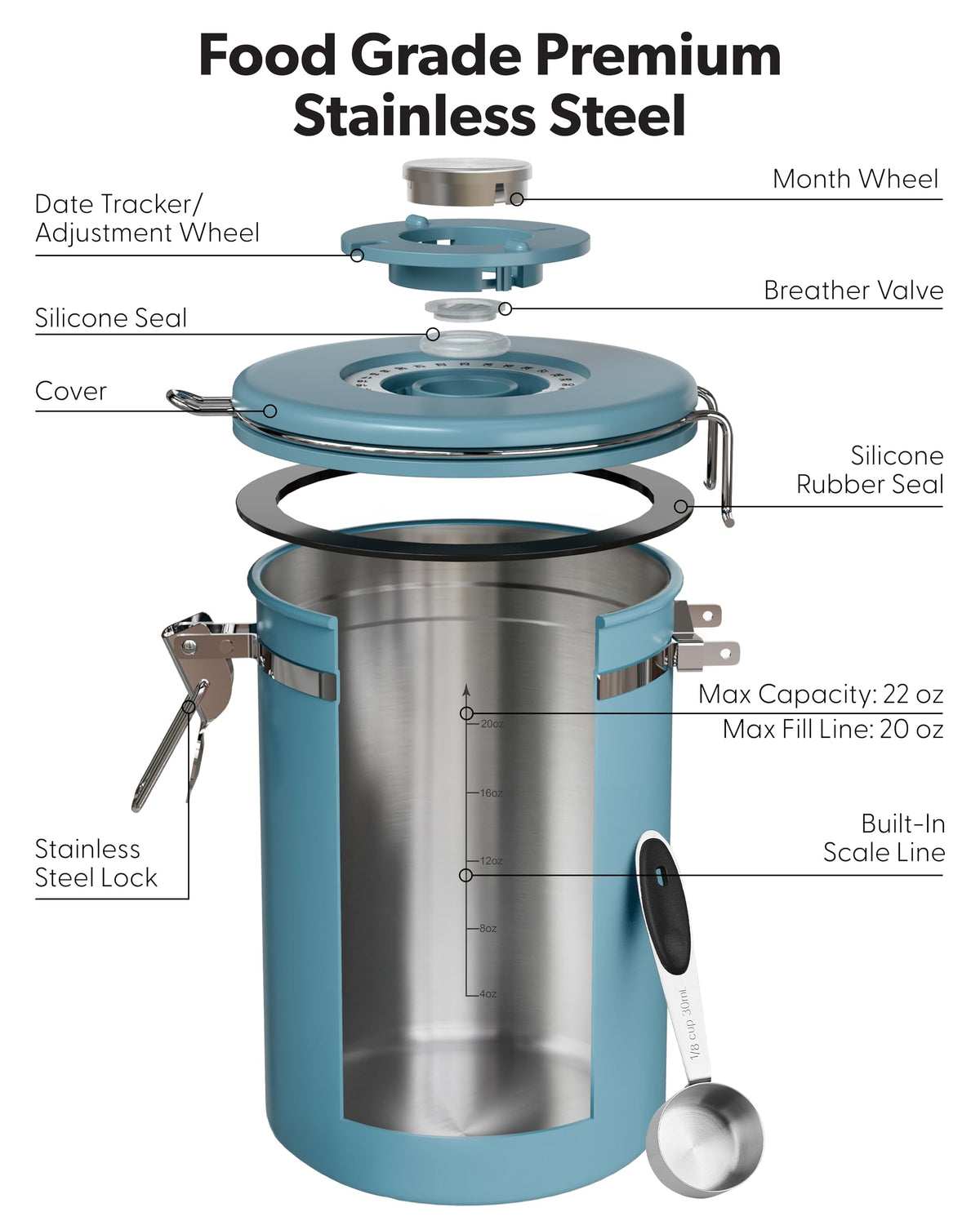 Compact, space-saving kitchen canister by Veken