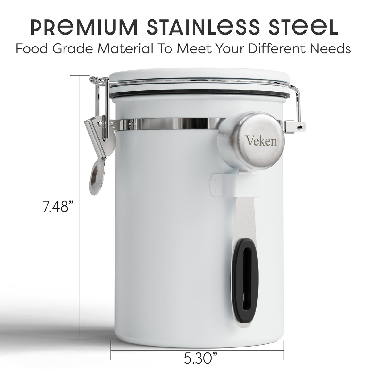 Veken stainless steel lid seals tightly to prevent air exposure
