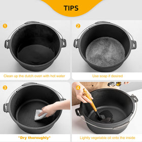 Velaze care tips guide seasoning and storage after meals.