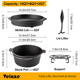 Velaze 10QT lid inverted as griddle for quick searing.