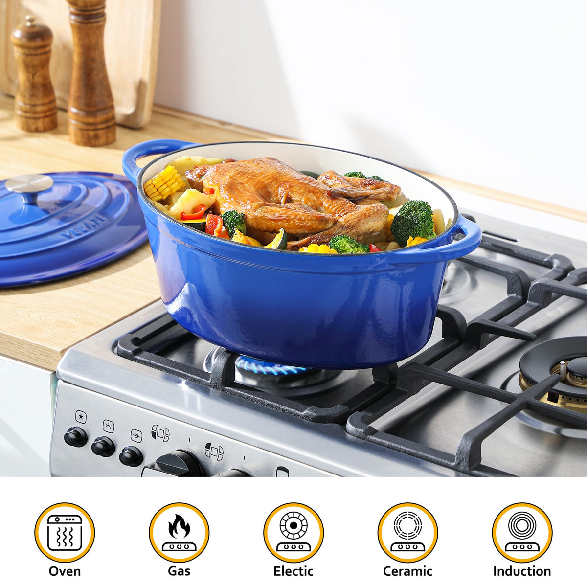 Velaze 7.5 qt capacity ideal for bread baking and family meals