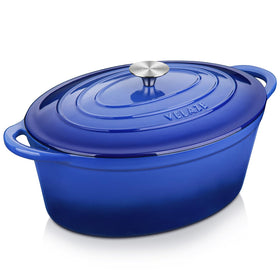Velaze 7.5 qt enamel oval dutch oven with lid for even bread baking