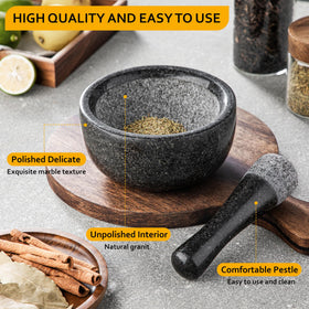 Velaze pestle grinding dried herbs inside mortar.