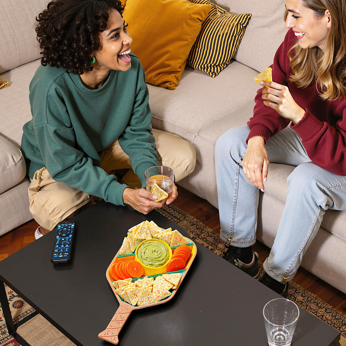 VELENTI compact pickleball tray fits small tables during game nights.