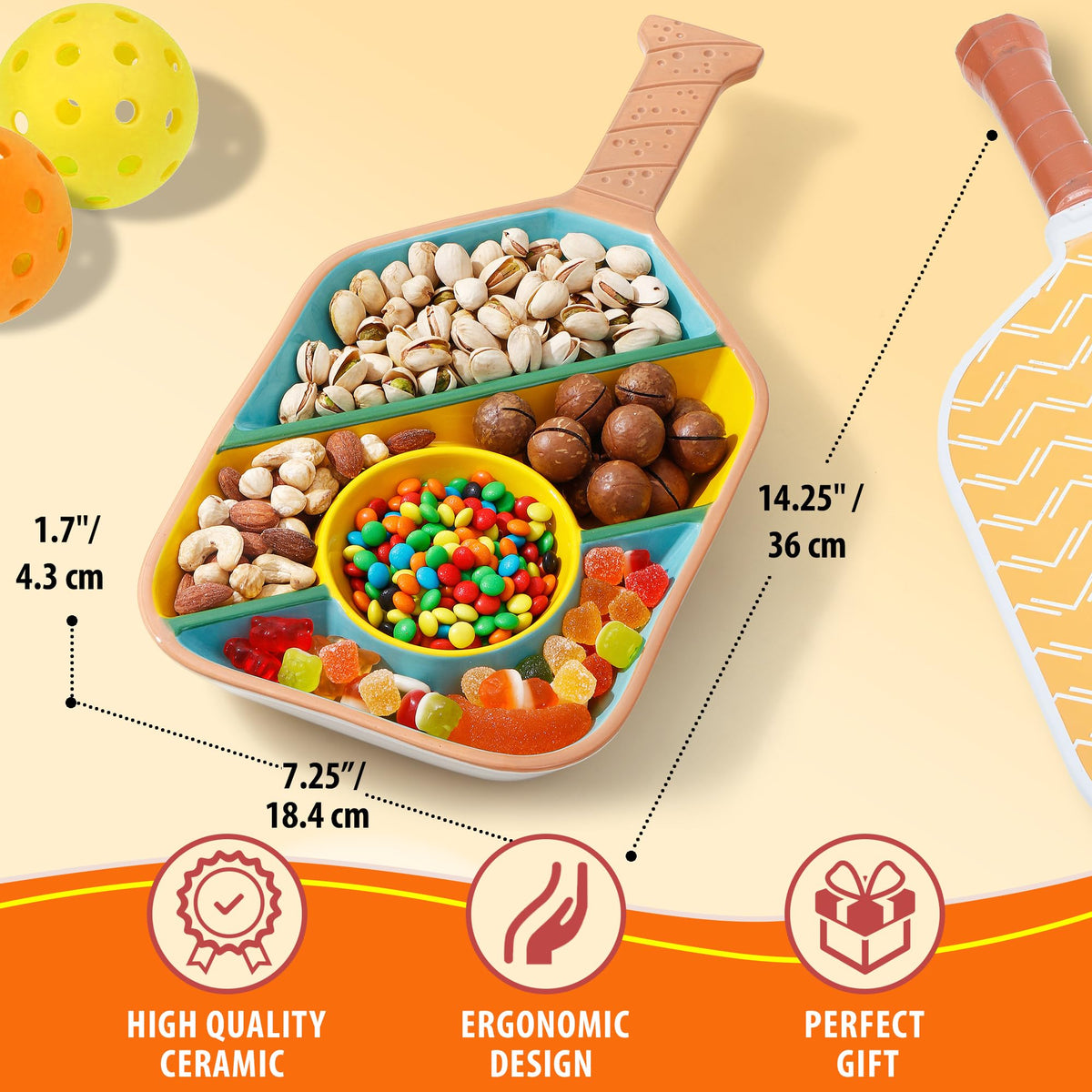 VELENTI paddle-dip section tray holding dips and sauces neatly.