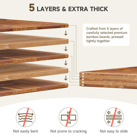 Vellzeyce cutting board XL size 1 inch thick, premium bamboo for heavy-duty prep.