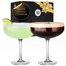 VEMACITY elegant handblown coupe glasses set of two for versatile entertaining.