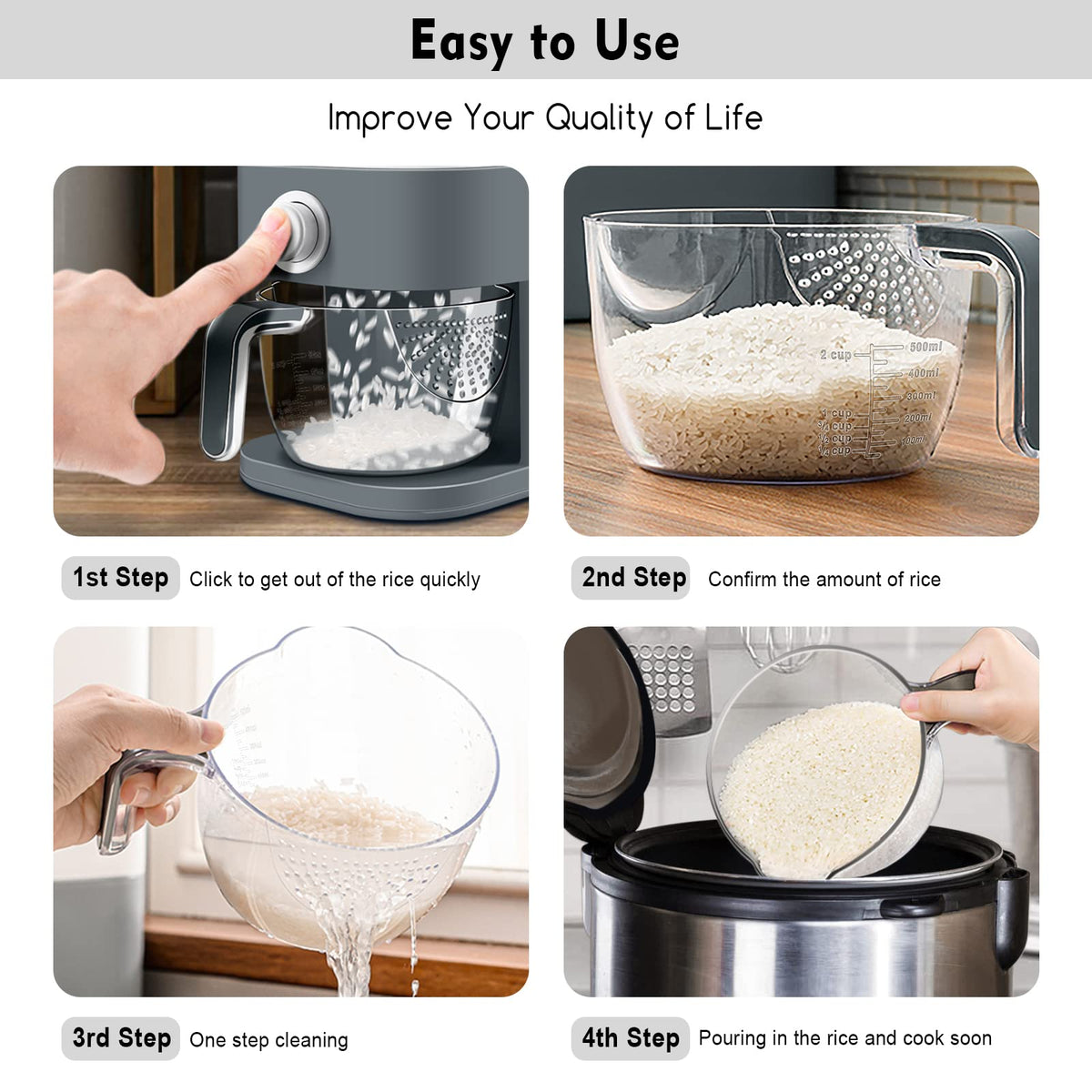 VenDotbi Rice Dispenser shows the transparent scale window to monitor contents easily.