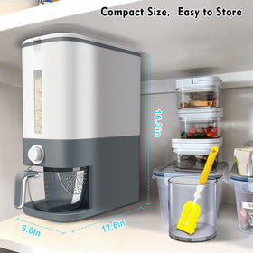 VenDotbi Compact rice dispenser fits on counters and cabinets while organizing the kitchen.