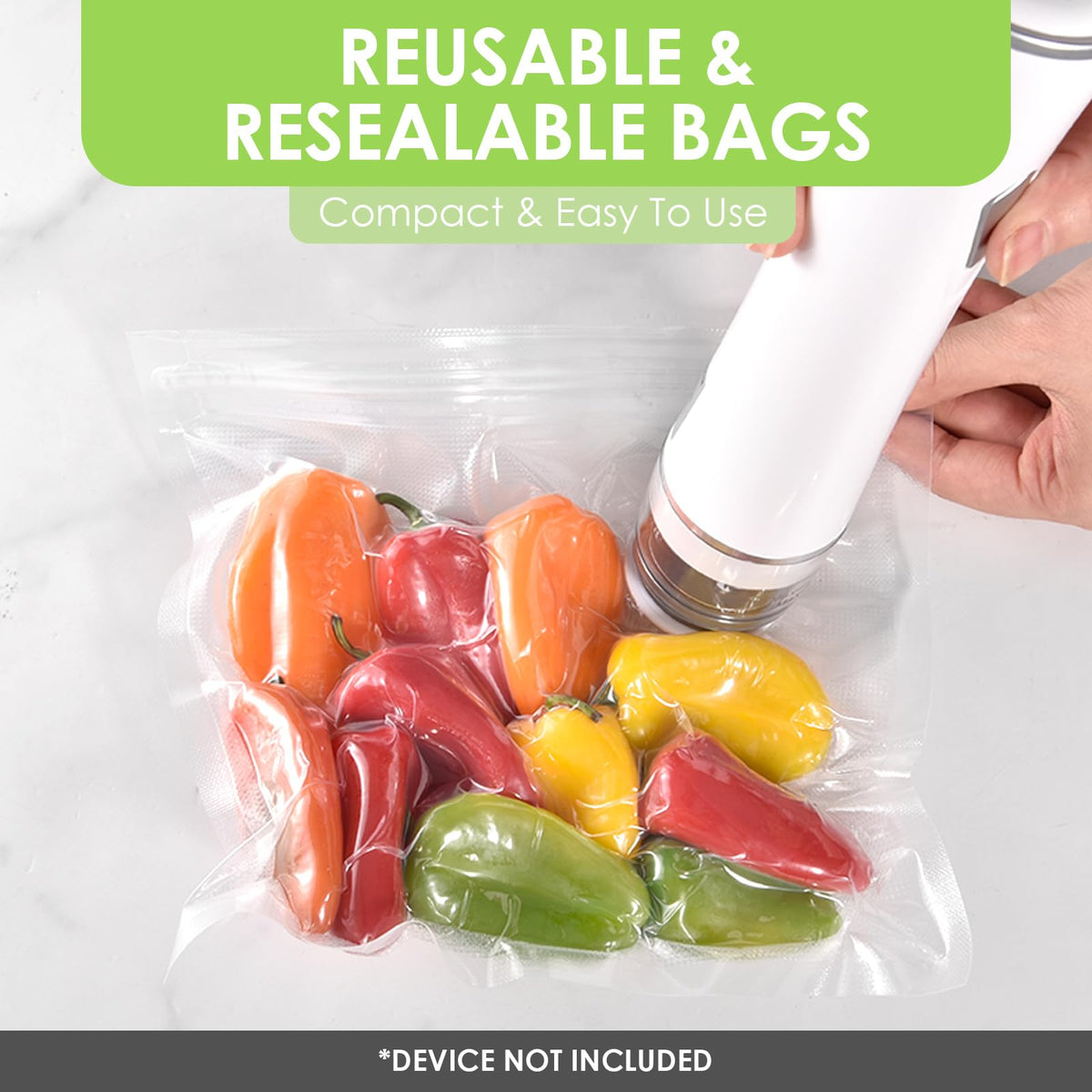 Venmate bags 8x8 seal detail for leak-proof freshness.