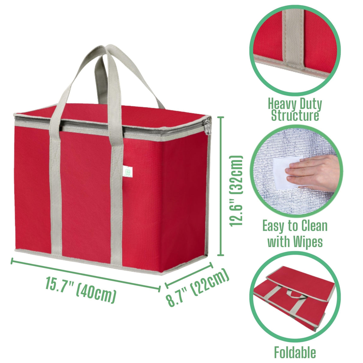 VENO insulated grocery bag with lid open for easy access and secure transport