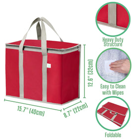 VENO insulated grocery bag with lid open for easy access and secure transport