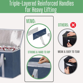 VENO stands upright for easy loading and organizing at markets.