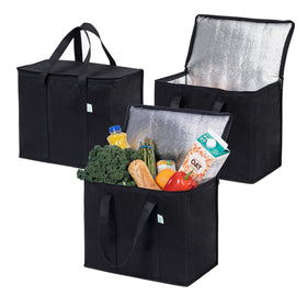 VENO 3-pack insulated bag with collapsible stand keeps groceries organized and reusable.