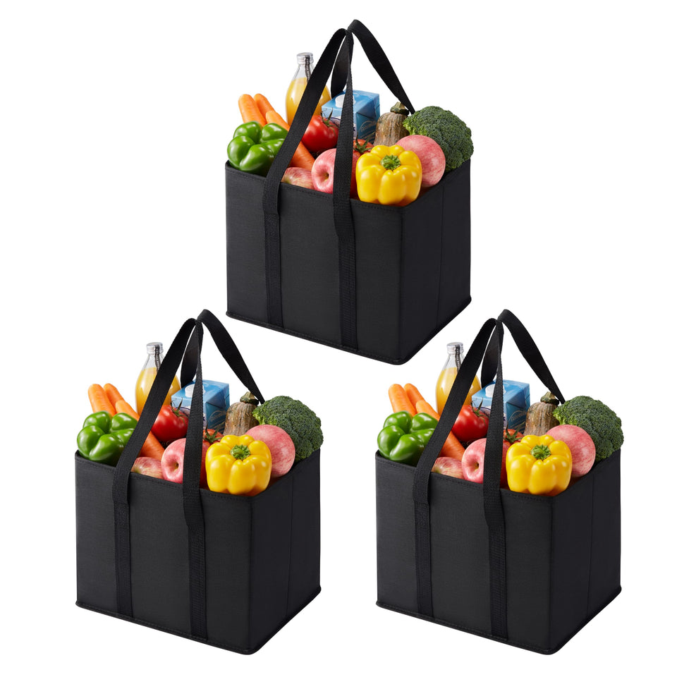 Veno 3-pack reusable grocery bags folded for compact storage and easy transport