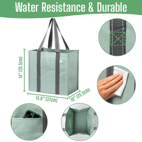 VENO heavy-duty tote with hard bottom stays upright in car and checkout.