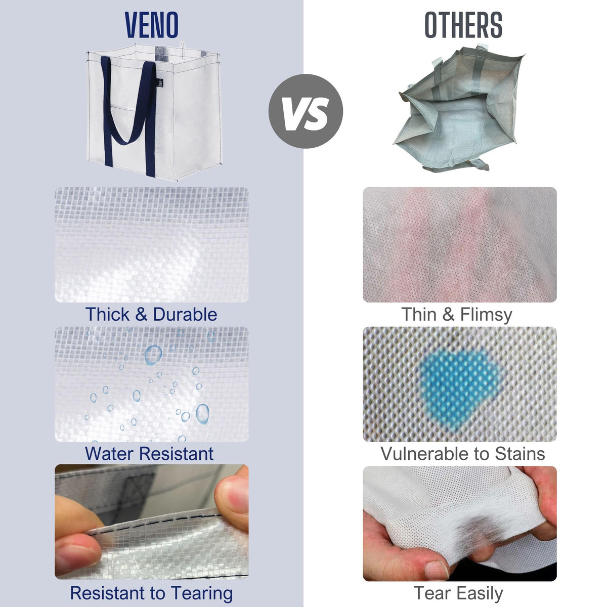 VENO bags serve grocery, beach, work, or picnics with style.