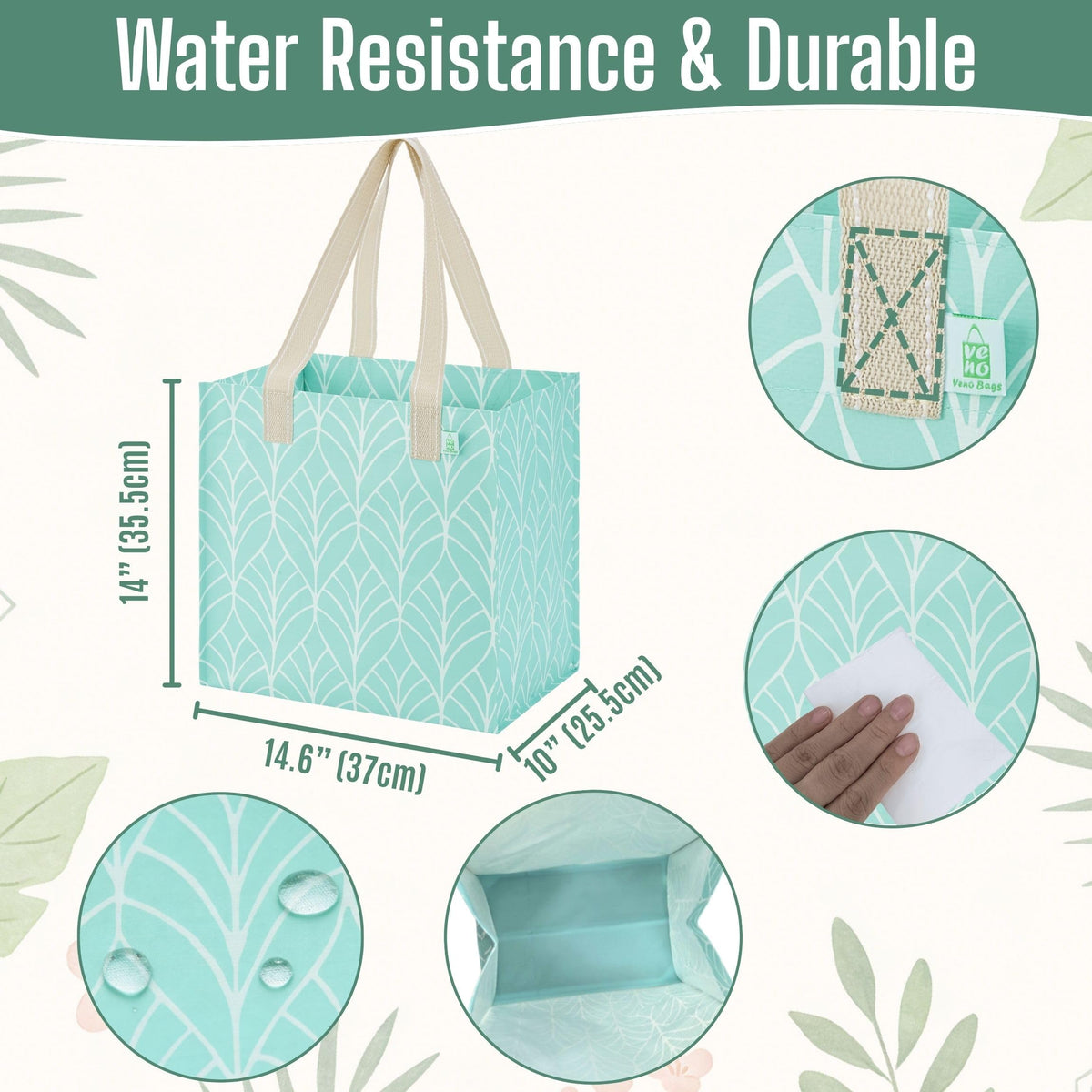 VENO bags upright hard-bottom support keeps items organized during shopping