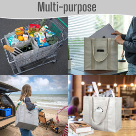 VENO beige four-pack bags displayed in a cart setup for organized shopping.